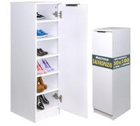 BAKAJI Zapatero Multiusos de Madera antiarañazos para Ahorrar Espacio, con 6 Compartimentos y 5 estantes, Ideal para casa, Entrada, Oficina, salón, 30 x 35 x 100 cm (Blanco)