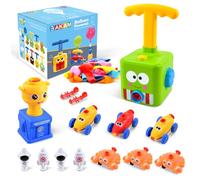 BAKAM Juguete de coche de globo eléctrico para niños, juego de juguete de coche lanzador de globos para niños, bomba de globos STEM inflable, kit de carreras para niños y niñas (rana)