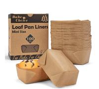 Bake Choice 100 Unidades de Mini Moldes Rectangulares para Pan, Papel Pergamino Natural, Pequeños Moldes para Cupcakes, Muffins y Brownies, 8 x 5 x 4 cm
