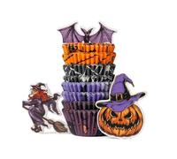 Bake Choice 400 Moldes Magdalenas Papel de Halloween con 12 Adornos,Tamaño Mini Diámetro (Inferior 3,5 cm),Perfecto para Fiestas de Halloween, Eventos Escolares y Repostería Familiar