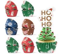 Bake Choice 400 Pcs Mini Moldes Magdalenas Papel con 12 Adornos,Adecuado para Eventos Navideños, Repostería Casera y Actividades Escolares.