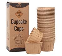 Bake Choice Capsulas Papel para Magdalenas Moldes Sin Blanquear,50 tazas,Pergamino para Hornear,Duradero,Desechables,Antiadherentes,de Calidad Alimentaria,Diámetro 5 cm,para Fiesta,Cumpleaños