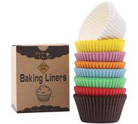 Bake Choice Papel para Cupcakes y muffins 200 pzes Cápsulas Magdalenas para Hornear,Grado Alimenticio Antiadherente en Pergamino para Fiesta de Cafeterías,Pastelerías,Bodas,Cumpleaños,Multicolor