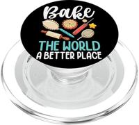 Bake The World A Better Place - Rodillo de amasar para Tartas PopSockets PopGrip para MagSafe