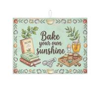 Bake Your Own Sunshine - Tapetes de secado de platos para cocina, tapete absorbente para escurridor de platos floral verde, almohadilla de secado de microfibra de 18 x 24 pulgadas