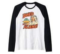 Baked by Aliens - Funny Retro Sci-Fi Vintage UFO Humor Camiseta Manga Raglan