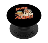 Baked by Aliens - Funny Retro Sci-Fi Vintage UFO Humor PopSockets PopGrip Adhesivo