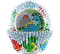 Baked with Love Moldes para hornear de dinosaurios, moldes para hornear forrados de papel de aluminio de 50 mm, moldes para cupcakes a prueba de grasa para cumpleaños, celebraciones, fiestas, paquete