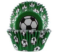 Baked with Love Moldes para hornear de fútbol, 50 mm, con forro de aluminio, moldes para cupcakes a prueba de grasa para cumpleaños, celebración, fiesta, paquete de 25, verde (686973)