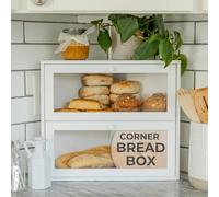 BakedBin Panera esquinera para encimera de cocina, nuevo diseño hermético 2025, extragrande, caja de pan blanca de doble capa, almacenamiento vintage para pan casero, organizador debajo del gabinete