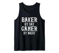 Baker by Day Gamer by Night Funny Local Pastry Bakery Owner Camiseta sin Mangas