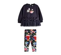 BAKER BY TED BAKER Niñas Conjunto de 2 piezas de sudadera con bajo de malla y lazos y leggings Azul Marino 2 Años-3 Años