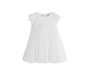 BAKER BY TED BAKER Niñas Vestido de Malla con Lazo Blanco 6 Meses-9 Meses
