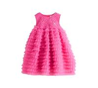 BAKER BY TED BAKER Niñas Vestido Rosa Intenso de Malla con Textura 3D Rosa 2 Años-3 Años