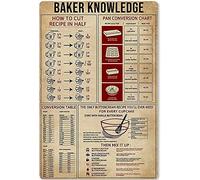 Baker Knowledge - Cartel de metal con texto en inglés «How To Cut Recipe In Half Retro Print» para escuela, restaurante, cafetería, bar, dormitorio, baño, cocina, hogar, decoración de pared