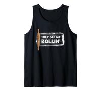 Baker Rolling Pin Pun Divertido gráfico de Cita para Hornear Camiseta sin Mangas