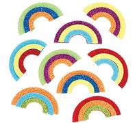 Baker Ross 100 pegatinas de espuma con purpurina arcoíris AX940 para niños, ideales para proyectos de arte y manualidades, tarjetas y álbumes de recortes