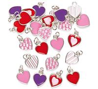 Baker Ross Adornos Charms con Forma de Corazón Perfectos Para Crear Pulseras y Collares Infantiles para el Día de San Valentín o el Día de la Madre (Pack de 24), colores surtidos.