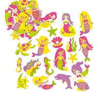Baker Ross AF442 Pegatinas de Espuma con Diseños de Sirena para Decorar Tarjetas, Cuadernos, Manualidades y Collages Infantiles, Pack de 12