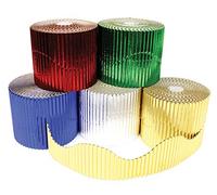Baker Ross AG109 Bordes de Exhibición Metálicos - Paquete de 5, borde de color corrugado para decoraciones de aulas escolares y tablones de anuncios