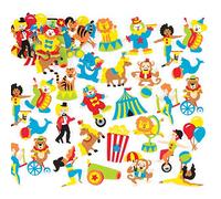 Baker Ross AR346 Pegatinas de Espuma con Motivos del Circo para que los Niños Decoren Manualidades, Tarjetas y Libros de Recortes, Multicolor, Pack de 120