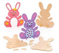Baker Ross AR974 Diseña Tu Propio Conejito de Madera (paquete de 6) actividades de pintura de artes y manualidades para premios niños