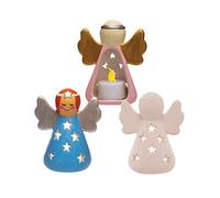 Baker Ross AT137 Portavelas de cerámica ángel (Caja de 3) - Artes y Manualidades navideñas