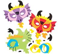 Baker Ross AT636 Kits Máscaras Dragón - Actividad de manualidades primaverales infantiles para montar y exhibir (Paquete de 4)