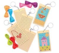 Baker Ross AT805 Llaveros de Madera Punto de Cruz (paquete de 3) Arte y manualidades para niños