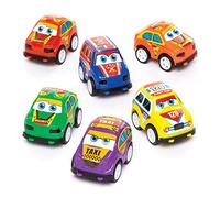 Baker Ross-AW503 Toys - Pack de 6, Mini Multicolor Pull Back Vehículos PE, Multicolor (AW503)