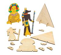 Baker Ross AW809 Kit del Egipto Antiguo, Formas Hechas de Madera con Soporte, Actividad de Manualidades Infantiles para Montar, Decorar y Exhibir, Pack de 6
