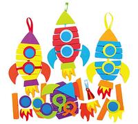Baker Ross AX194 Kits Decoración Apilables Cohete - Paquete De 6, Haga Tus Propios Adornos Para Actividades De Manualidades Infantiles O Fiestas De Arte Y Pequeños Regalos