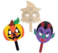 Baker Ross AX225 Máscaras De Madera De Halloween - Paquete De 4, Decoraciones De Halloween, Arte Creativo Y Suministros Para Manualidades Para Niños, Beige, Talla 26 - 30 cm