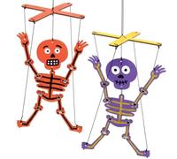 Baker Ross AX245 - Kits Marionetas De Madera Esqueleto - Paquete De 3, Marionetas De Halloween, Actividades De Manualidades Para Niños