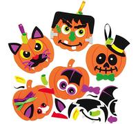 Baker Ross AX254 Kit Decoración De Calabaza De Halloween - Paquete De 8, Calabazas De Espuma Con Pegatinas De Cara Divertidas Para Niños