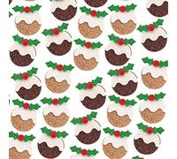 Baker Ross AX342 Pegatinas De Espuma Y Purpurina En Forma De Pudin Navideño - Paquete De 100, Pegatinas Para Niños, Ideales Para Proyectos De Manualidades Navideñas