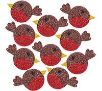 Baker Ross AX346 Pegatinas De Espuma Y Purpurina En Forma De Petirrojo Navideño - Paquete De 100, Pegatinas Para Niños, Ideales Para Proyectos De Manualidades Navideñas