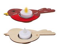 Baker Ross AX348 Portavelas De Madera Pájaros - Paquete De 4, Ideal Para Decorar Y Exhibir En Interiores O Exteriores, Ideal Para Proyectos De Manualidades Para Niños