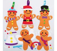 Baker Ross AX357 Kit Decoraciones Combinables Muñeco De Jengibre - Pack De 8, Para Manualidades Y Decoraciones Navideñas Infantiles