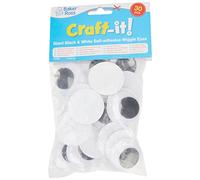 Baker Ross AX366 Ojos Móviles Gigantes - Paquete De 30, Adhesivos En Blanco Y Negro Para Que Los Niños Los Usen En Manualidades De Decoración