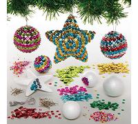 Baker Ross AX383 Kits Adornos Navideños Con Lentejuelas - Paquete De 10, Haz Tus Propias Decoraciones Navideñas, Arte Creativo Y Suministros Para Manualidades Para Que Los Niños Diseñen Y Decoren