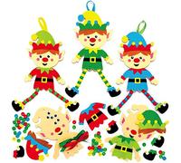 Baker Ross AX398 Kits De Decoración Para Árbol De Navidad Elfo - Paquete De 5, Suministros Creativos De Arte Y Manualidades Navideños Para Que Los Niños Hagan Y Decoren