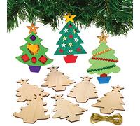 Baker Ross AX425 Decoraciones De Madera Para Árbol De Navidad - Paquete De 12, Ideal Para Proyectos De Artes Y Manualidades Para Niños, Ideal Para La Escuela