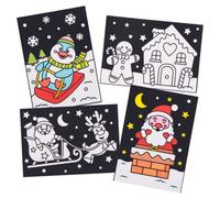 Baker Ross AX477 Imágenes De Navidad Para Colorear - Paquete De 10, Decoraciones Artísticas Para Niños, Manualidades Festivas Para Colorear Y Exhibir