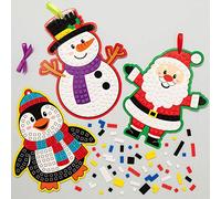 Baker Ross AX483 Kit Decoración Con Mosaicos Para L”Arbol De Navidad - Paquete De 5, Suministros Creativos De Arte Y Manualidades Navideños Para Que Los Niños Hagan Y Decoren