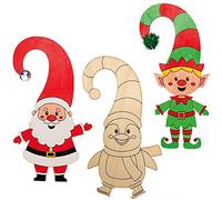 Baker Ross AX487 Colgadores De Puerta Con Personajes Navideños - Paquete De 5, Manualidades Festivas De Madera Para Que Los Niños Coloreen, Decoren Y Exhiban