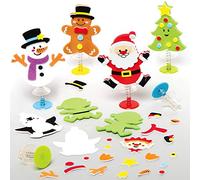 Baker Ross AX488 Kit Juguetes Saltadores De Navidad - Paquete De 8, Manualidades Festivas Para Niños, Paquetes De Actividades Y Decoraciones Navideñas Para Niños