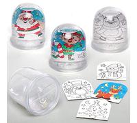 Baker Ross AX490 Globos De Nieve para Colorear - Paquete De 4, Artes Y Manualidades Festivas para Actividades Navideñas