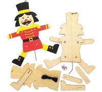 Baker Ross AX494 Kits Marionetas De Madera Soldado Cascanueces De Navidad - Paquete De 4, Narración De Cuentos, Pintura De Madera Para Niños