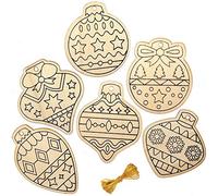 Baker Ross AX527 Bolas De Navidad De Madera Para Decorar Para Niños - Paquete De 12, Adornos Para Niños Ideales Para La Escuela, Grupos De Manualidades, Escuela Dominical, Manualidades Caseras